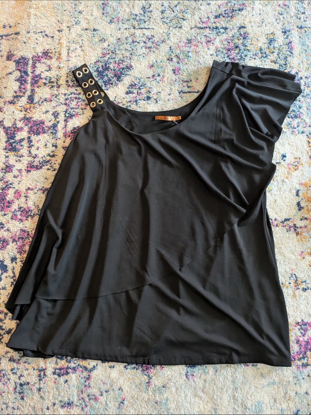 Belldini Black Blouse with Orange Label